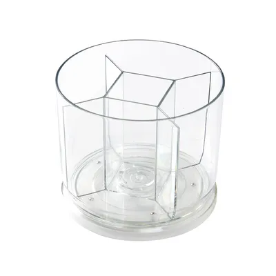 Produktbild von Um 360 Grad drehbare Schreibtisch-Aufbewahrungsbox, drehbarer Schreibtisch-Stiftehalter mit 5 Fächern für Büro, Zuhause, Schule (transparent)