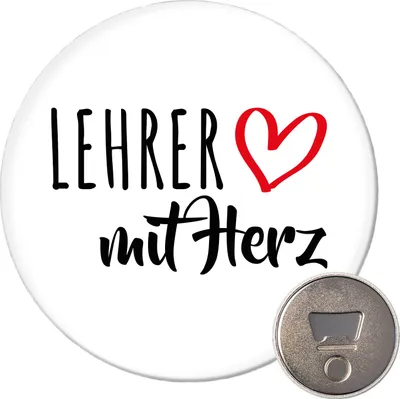 Produktbild von Huuraa Magnet Lehrer mit Herz 59mm Kühlschrankmagnet rund Flaschenöffner Geschenkidee