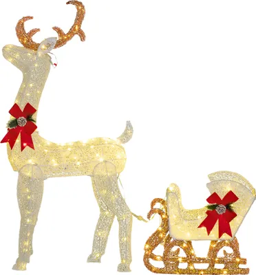 Produktbild von LED-Weihnachtsdekoration, leuchtendes Rentier und Schlitten, 170 Lichter, 50 x 29 x 42 cm