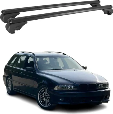 Image de Barres de toit transversales pour BMW Série 5 E39 Break 1997-2004 Aluminium Noir