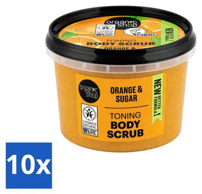 Zdjęcie produktu dla 10 x Peeling do ciała Organic Shop, pomarańczowy - pielęgnujący i aromatyczny - 250 ml - zestaw ekonomiczny - 10 sztuk