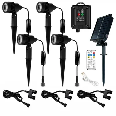 Produktbild von MasterLED Neo Xela LED Solar Gartenstrahler mit Erdspieß 24V 3000K IP54 4er-Set