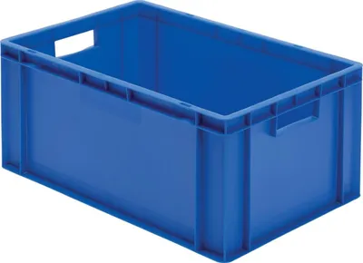 Produktbild von LA-KA-PE Transport-Stapelkasten B600xT400xH270 mm gelb, geschlossen mit Griffloch