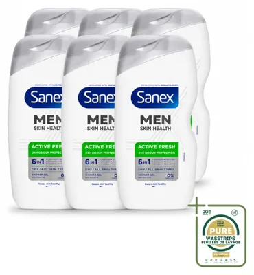Produktbild von 6 x Sanex Men Active Fresh Douchegel 6-in-1 - 400 ml - Vorratspackung - 6 Stücke