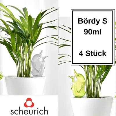 Obrázok produktu pre Scheurich, dávkovač vody Bördy S | 4-dielna sada, zelená/priehľadná | objem 90 ml | malá zavlažovacia guľa s keramickou základňou | dávkovač vody pre rastliny a kvety, terakota, s tyčou