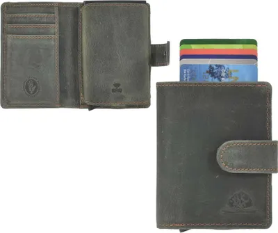 Produktbild von Greenburry Kartenbörse Leder Kreditkartenetui Vintage Minibörse Herren RFID bottle green