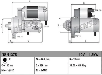 Produktbild von DENSO DSN1375 Starter Anlasser 1,3kW für BMW 3 Touring (E91) 12V