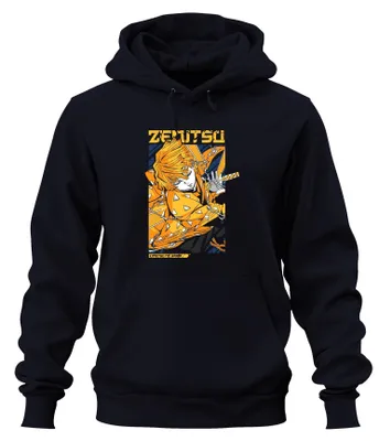 Obrázok produktu pre Zenitsu Kimetsu no Yaiba Lightning Sword Anime Demon Hunter Japan Y2K Streetwear Uni mikina s kapucňou, Navy, XXL