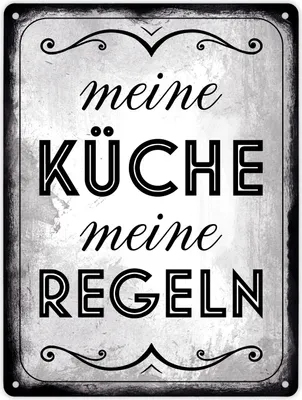 Produktbild von Meine Küche meine Regeln Retro Metallschild XL in 21x28 cm
