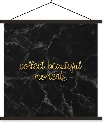 Produktbild von MuchoWow® Textilposter Zitate - Sprichwörter - Gold - Marmor 60x60 cm mit schwarzem Rahmen - Posteraufhänger
