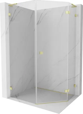 Obrázok produktu pre Päťuholníkový sprchový kút Mexen Lunar L, pravé otváranie, 80 x 90 cm, transparentný, brúsené zlato - 831L-080P-090L-55-00-P