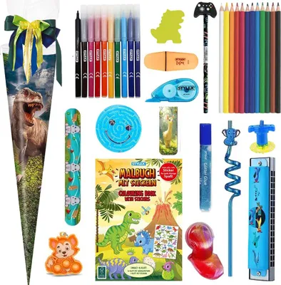 Produktbild von Stylex Schultüte T-Rex Dino 70 cm gefüllt