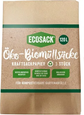 Produktbild von Biomüllsäcke 120 L, 3 Stück, 100% Recyclingpapier, nassfest, kompostierbar