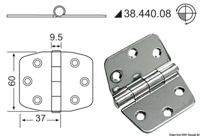 Obrázek produktu pro Závěs 2 mm herauragender Čep 74x60 mm , 1 kus