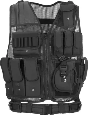 Produktbild von TOMSHOO Taktische Weste, Mehrere Taschen, Atmungsaktive Kampfweste, Outdoor, Militaer, Airsoft, Armeeweste fuer die Jagd, Camping, Wandern