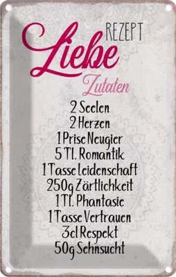 Immagine prodotto di vianmo Insegna di latta 18x12 cm Rezept Liebe Zutaten