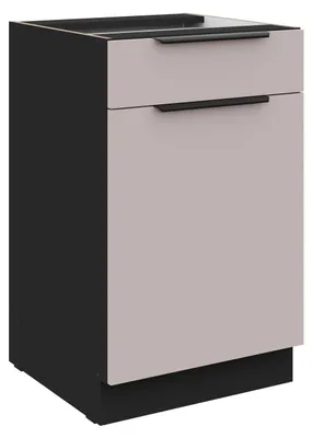 Produktbild von Küchen Unterschrank 50 cm Küche ARONA Kaschmir beige matt + Schwarz matt Küchenzeile Küchenblock Küche Einbauküche