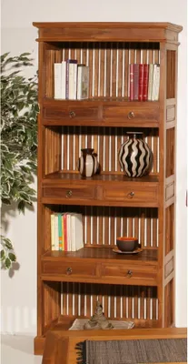 Image de API - Étagère bibliothèque marron 6 tiroirs bois Teck