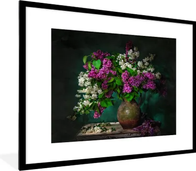 Produktbild von MuchoWow® MuchoWow® Gerahmtes Poster Vintage - Blumen - Stilleben 80x60 cm - Poster mit zchwarzem Bilderrahmen - Schlafzimmer-Dekorationen - Fotoposter