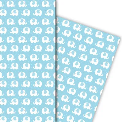 Produktbild von Herziges Elefanten Geschenkpapier für liebevolle Geschenke, hellblau - G5147, 32 x 48cm