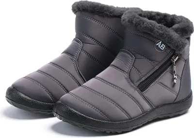 Produktbild von ASKSA Damen Winterstiefel Wasserdicht Warm gefuetterte Schneestiefel Winterschuhe Winter Kurzschaft Stiefel Boots Schuhe, Grau, Groesse: 39