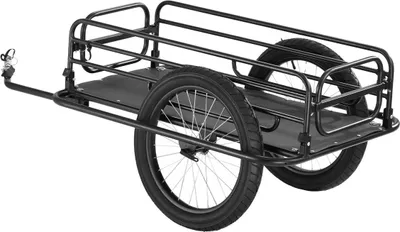 Produktbild von Fahrrad-Lastenanhänger, 275 lbs Tragkraft, robuster Fahrradwagen, faltbar, kompakt zu verstauen und schnell abnehmbar mit Universalkupplung, 20-Zoll-Räder, passend für die meisten Fahrradräder, Rahmen aus Kohlenstoffstahl
