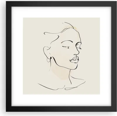 Produktbild von Gerahmtes Poster - Schwarzer Rahmen - Frau Zeichnung Linie - 30x30 cm - Wand Bild - Wanddeko - Wandbilder - Kunstposter - Wandposter - Bilderrahmen - Bilder - Kunstdruck - P2BAC30x30-5046