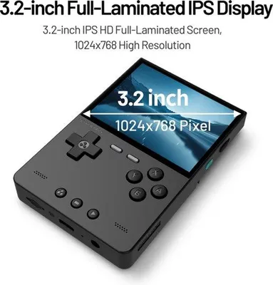 Immagine prodotto di Console portatile per videogiochi, colore bianco - Schermo IPS da 3,2 pollici - 8 GB di memoria - Sistema operativo Linux - Emulatore retro