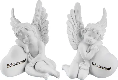 Produktbild von Gilde Figur, Engel, "Schutzengel", Herzmotiv, Schriftzug, Poly, weiß, L. 9.5 cm, B. 11 cm, H. 14 cm 55846 4063387558461 2 Stück (2-fach sortiert)