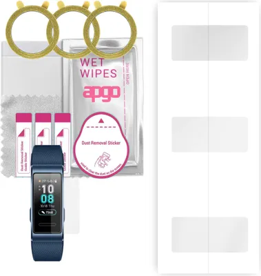 Produktbild von apgo 3 Stück Schutzfolie, klar, kompatibel mit Huawei Band 3 Pro Smartwatch, Hydrogel Displayschutzfolie mit Positionierhilfe, Displayfolie, robust und kratzfest