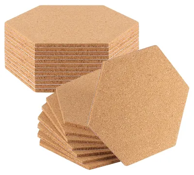 Produktbild von 20 sechseckige Korktafeln, selbstklebend, 200 x 175 x 6 mm, Pinnwand für Fotos, Dekoration und Notizen