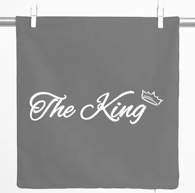 Produktbild von Huuraa Kissenbezug The King Krone 40x40cm Steel Grey Baumwolle Dekokissenbezug Geschenkidee