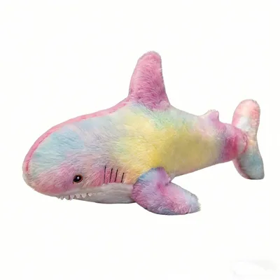 Produktbild von Plüsch Hai Kuscheltier 60 cm – Rosa Regenbogen-Kawaii-Hai– Weiches Stofftier