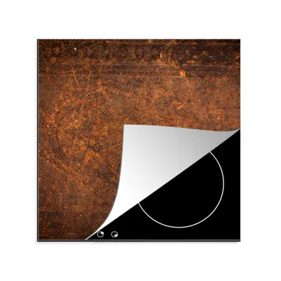 Produktbild von KitchenYeah© Herdabdeckplatte Leder - Textur - Braun - Orange , 78x78cm, Küche Deko, Glaskeramikkochfeld Herdabdeckung, Abdeckplatte fùr Kochfeld