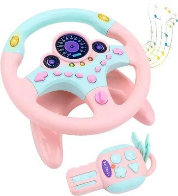 Produktbild von Kinder Lenkrad Fahrsimulation 360? Licht Sound Spielzeug Rosa.