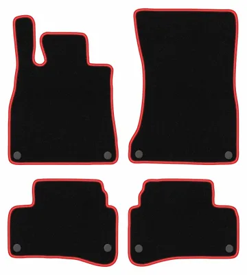 Immagine prodotto di Tappetini in moquette per Mercedes S W222 2013-2020 (berlina) – set 4 pezzi, nero/rosso, su misura – Wielganizator CARLUX
