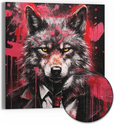 Produktbild von DEQOART Hybrid Leinwand Bild 50x50 cm 'Wilder Geschäftssinn' Wandbild Glas flach modern