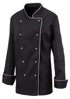 Produktbild von Damen Kochjacke purple, Gr. L : L : purple : 65% Polyester 35% Baumwolle