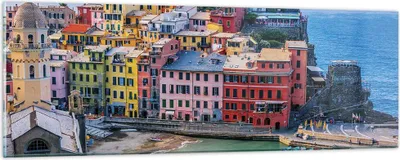 Produktbild von Bilder auf glas - Einteilig - Farben Gebäude Italien - 90x30cm - Glasbilder - Wandbilder - Bilder - zum Aufhängen bereit - Wanddekoration aus Glas - Glas Bilder - Wandbild auf Glas - GAB90x30-5015