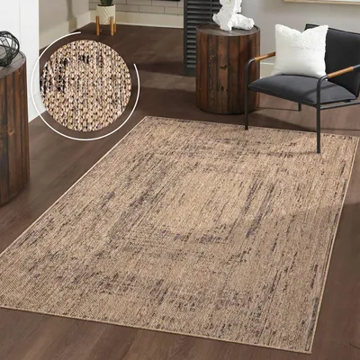 Produktbild von TT Home Waschbarer In-& Outdoorteppich Wetterfest Garten Terrasse Esszimmer Boho Muster Unicolor Meliert Moderner Style Größe 200x280 cm