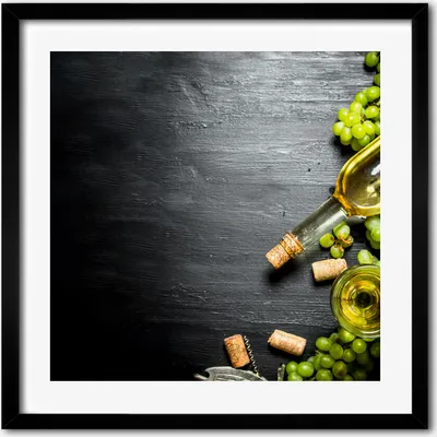 Produktbild von Bild - 50 cm x 50 cm - MDF - Rahmen, Wandkunst - Weißwein und Früchte