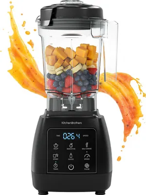 Produktbild von KitchenBrothers 2-in-1 Power Standmixer - 1600W - 2L - Komplettset mit Zerkleinerer und To-Go Becher - Smoothie Maker - Eiscrusher - Schwarz