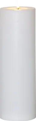 Produktbild von Star Trading 061-26 LED-Kerze "Flamme Rak" natürliche Flamme, weiß, Kunststoff, ca. 10x32,5 cm, Lichtsensor,  Batterie, Timer, outdoor,  Vierfarb-Karton