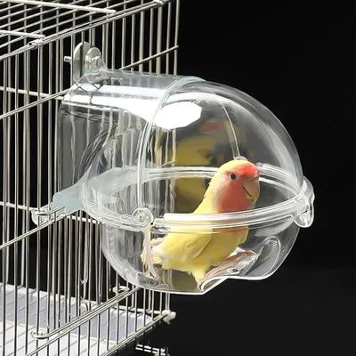 Produktbild von Vogelbad, Vogeltränke für Käfige, Hängeschale, transparente Duschbox für Papageien, Badewanne für Käfig und Papagei, Vogelkäfigzubehör