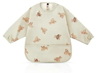 Produktbild von Babyschürze mit langen Ärmeln - Wasserdichte Latzschürze mit großer Tasche - Modell B0C9TLLSRY