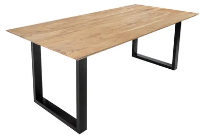 Produktbild von Esstisch 180x90 cm Akazie massiv eichenfarben schweizer Kante U-Gestell schwarz DEAN