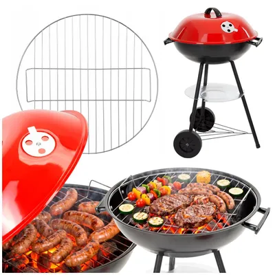 Produktbild von Springos® Holzkohlengrill mit Deckel – Kugelgrill mit verstellbarer Luftzirkulation, Transporträdern und Zubehörablage