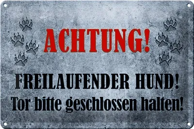 Produktbild von Blechschild Hinweis 30x20cm Achtung freilaufender Hund