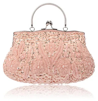 Productafbeelding van CORIOS Damen handgemaakte parelentas, bloemenprint, elegante avondtas, vintage clutch