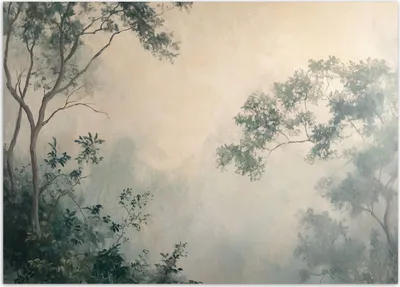Produktbild von Vlies fototapete Nebel im Wald 200x140 cm Feeby Grün inkl. Kleber einfache Montage